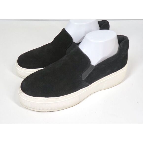 J Slides Dimmi Black Suede Leather White Platform Sneakers Slip On Women Size 9 - Picture 2 of 6